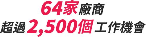 64間企業,超過2,500個工作機會